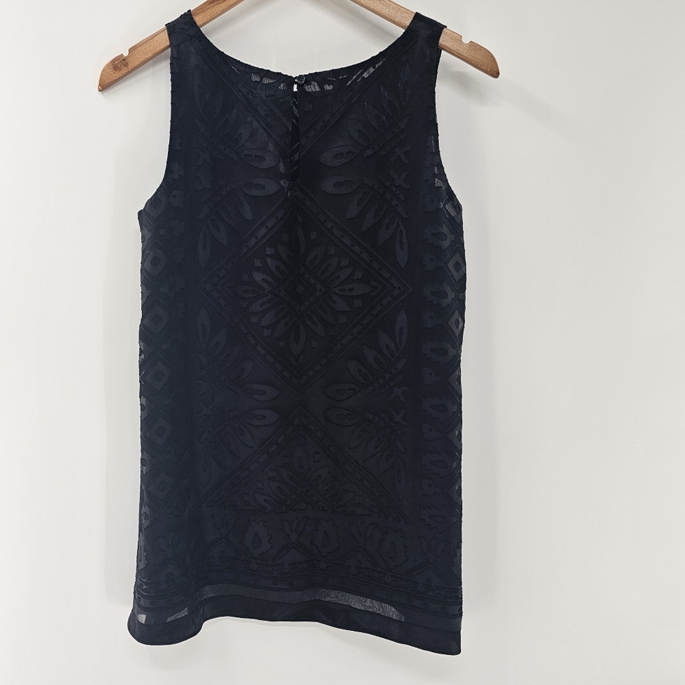 Max Studio Black Geometric Print Lined Sleeveless Tunic Womens Size XSmall